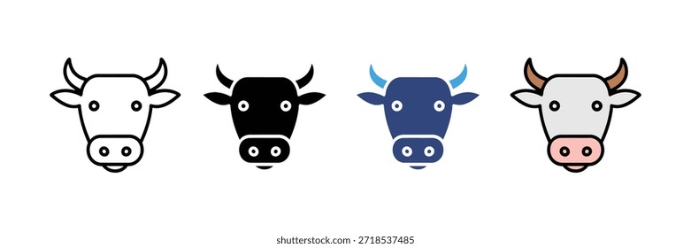 Sammlung von Kuhkopf-Symbol-Set einzeln auf weißem Hintergrund. Vektorgrafik