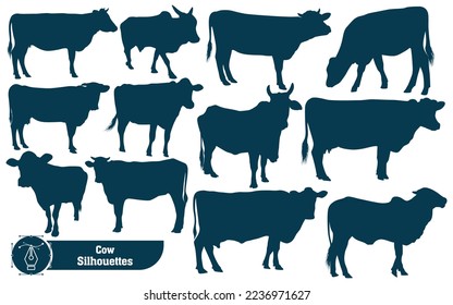 Collection of Cow Silhouette in different poses