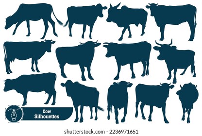 Collection of Cow Silhouette in different poses