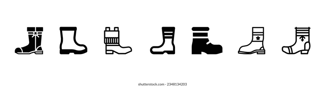 Collection of cowboy boots shoes, Sneakers, Shoes, Boots Footwear Icons, cowboy boots icon set, Cowboy boot vector icon