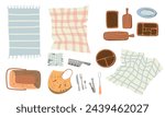 Collection of cozy elements for pictic. Food and drink. picnic illustration. Editable vector illustration.