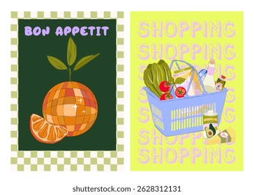 Collection of Cozy Food Illustration. Kitchen Essentials. Hand Drawn Food Illustration Set. Editable Vector Illustration.