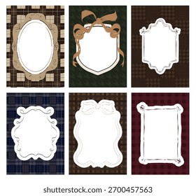 Collection of Cozy frames template with texture background. Perfect for decorate photo, greeting or invitation cards, posters. Editable vector