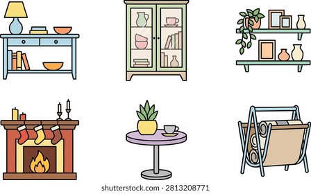 Collection of cozy home interior elements