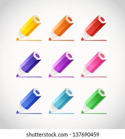 Collection of crayons with color traces