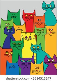 Collection of crazy Abstract comic characters elements and shapes. Bright colors Cartoon style. Vector Illustration