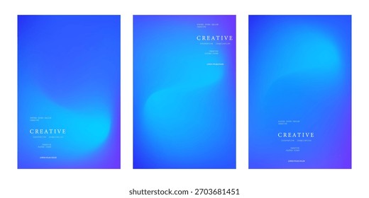 Sammlung von kreativen abstrakten Poster-Vorlagen mit glatten blauen Farbverlauf-Hintergründen. Modernes minimalistisches Design, perfekt für Branding, Flyer, Präsentation, Cover, Tapete,