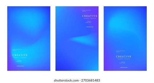 Coleção de modelos de pôster abstrato criativo com fundo de gradiente azul suave. Design minimalista moderno, perfeito para branding, folheto, apresentação, capa, papel de parede,