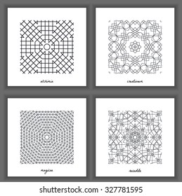 Collection of creative artistic backgrounds with different linear patterns. Isolated.