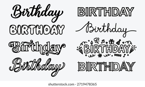 Collection of creative birthday text designs and typography styles
