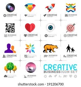 A collection of creative business icons and symbols. Vector illustration.