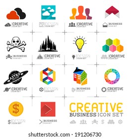 A collection of creative business icons and symbols. Vector illustration.