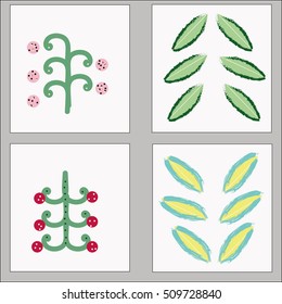 Collection of creative cards and posters with floral elements. Design for poster, card, invitation, placard, brochure. Vector. Isolated.