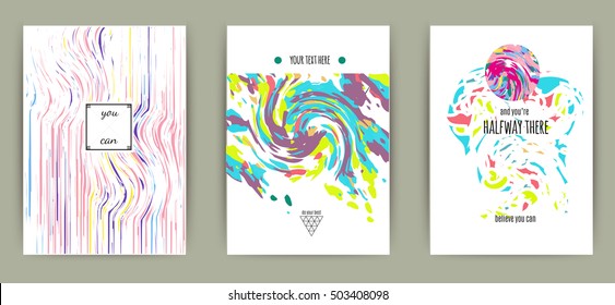 Collection of creative cards and posters.Design for poster, card, invitation, placard, brochure, flyer. Vector. Isolated.