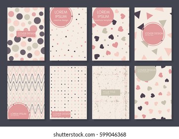 Collection of creative covers. Beautiful backgrounds. Trendy Graphic Design for banner, poster, card, cover, invitation, placard, brochure. Vector template.