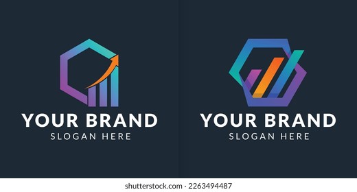 colección de plantillas vectoriales de diseño del logotipo de gráfico financiero creativo