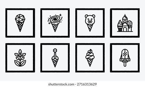 Colección de Plantillas creativas del logotipo del helado con diversos diseños únicos