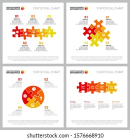 Collection of creative infographic outline can be used for web design, presentation slide, advertising. Business and marketing concept with process, flow charts with puzzle elements