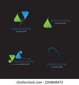 una colección de innovaciones creativas y logos de tecnología moderna en un fondo negro