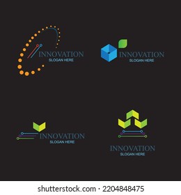 a collection of creative innovation and modern technology logos on a black background