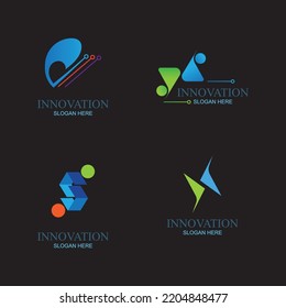 a collection of creative innovation and modern technology logos on a black background