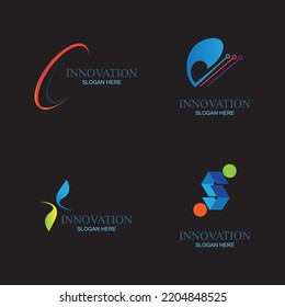 a collection of creative innovation and modern technology logos on a black background