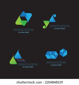 una colección de innovaciones creativas y logos de tecnología moderna en un fondo negro