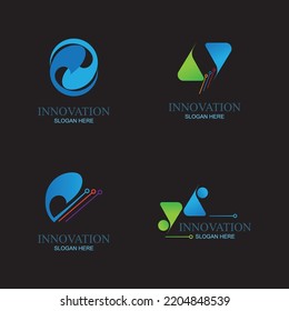 a collection of creative innovation and modern technology logos on a black background