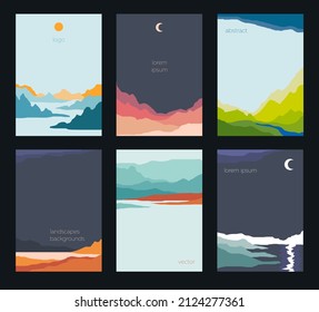 Collection of creative landscapes with space for text for posters, banners, posters, flyers, booklets. Vector.
