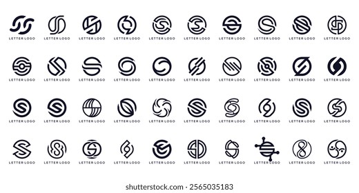 collection of creative letter S circle creative logo design, graphic icons vector for, business and technology, hexagon symbol graphic
