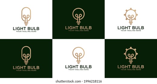 a collection of creative light bulb logos in line style