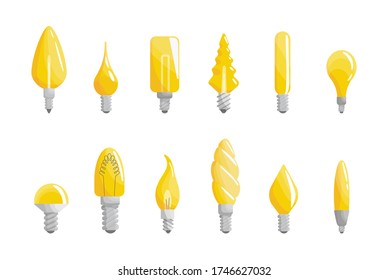 Collection of creative light lamp shape. Effective thinking concept. Bulb icon with innovation idea. Vector business illustration concept