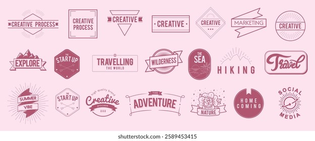 Collection of creative logos and badges. Creative designs for marketing, travel, and adventure. Explore creative ideas with these creative templates. Logo element vector set.