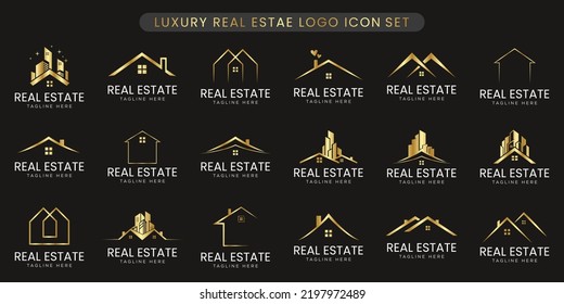 Collection of  creative luxury real estate logo design icon templates set.