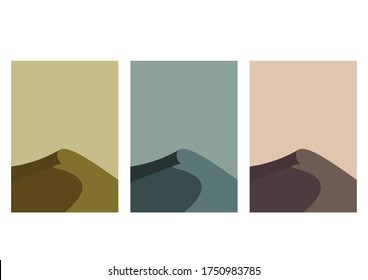 A collection of creative minimalist hand-painted mountain illustrations for wall decoration, postcard or brochure cover design. Premium vector