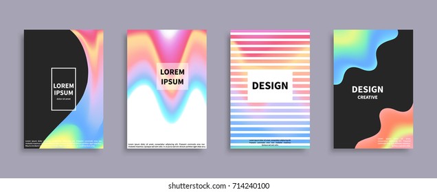 Collection of creative modern banners with text, partly black and colorfulgradient backdrops isolated on grey vector illustration