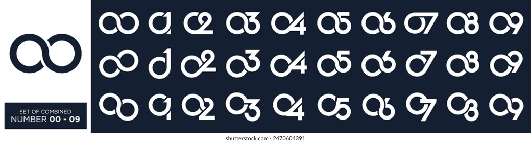 collection of creative number 01 to 09 logo designs. abstract number design vector illustration