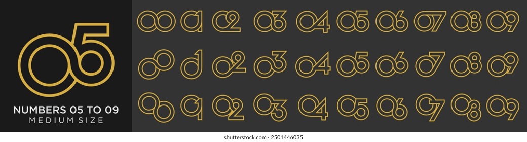 collection of creative number 01 to 09 logo designs. abstract design vector illustration
