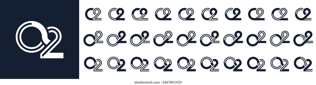 collection of creative number 02 logo designs. abstract zero two design vector illustration