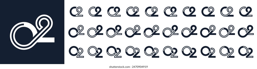 collection of creative number 02 logo designs. abstract zero two design vector illustration