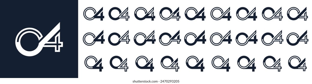 collection of creative number 04 logo designs. abstract zero four design vector illustration