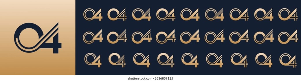 collection of creative number 04 logo designs. abstract zero four design vector illustration