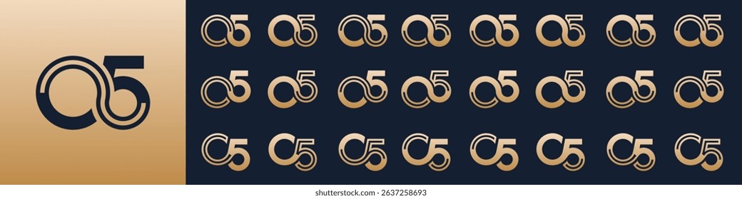 collection of creative number 05 logo designs. abstract zero five design vector illustration