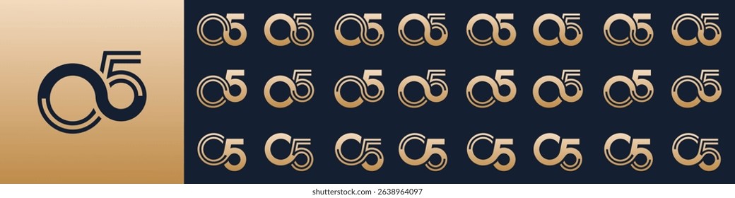 collection of creative number 05 logo designs. abstract zero five design vector illustration