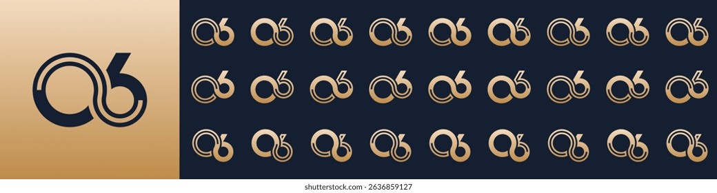 collection of creative number 06 logo designs. abstract zero six design vector illustration