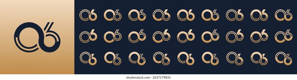 collection of creative number 06 logo designs. abstract zero six design vector illustration