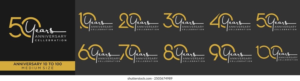 collection of creative number 10 to 100 logo designs. abstract number design vector illustration