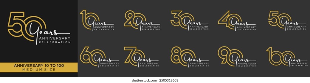 collection of creative number 10 to 100 logo designs. abstract number design vector illustration
