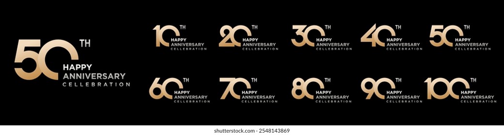 collection of creative number 10 to 100 logo designs. abstract number design vector illustration