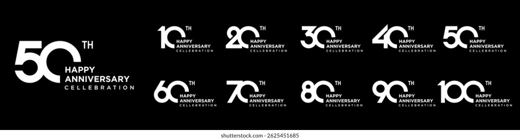 coleção de desenhos de logotipo criativo número 10 a 100. número abstrato design vetor ilustração